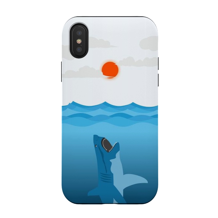 iPhone Xs / X StrongFit Shark Eats Sun by Creativeaxle