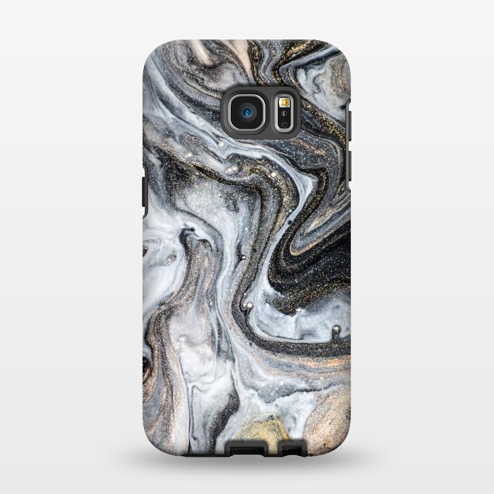 Galaxy S7 EDGE StrongFit Black and Gold Marble by ArtsCase