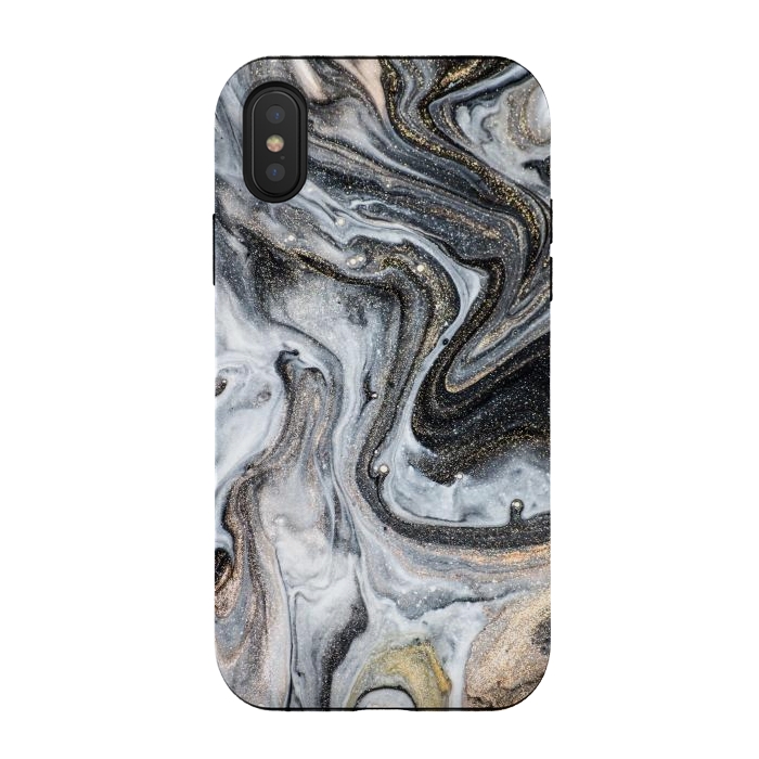 iPhone Xs / X StrongFit Black and Gold Marble by ArtsCase
