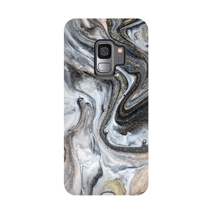 Galaxy S9 StrongFit Black and Gold Marble by ArtsCase