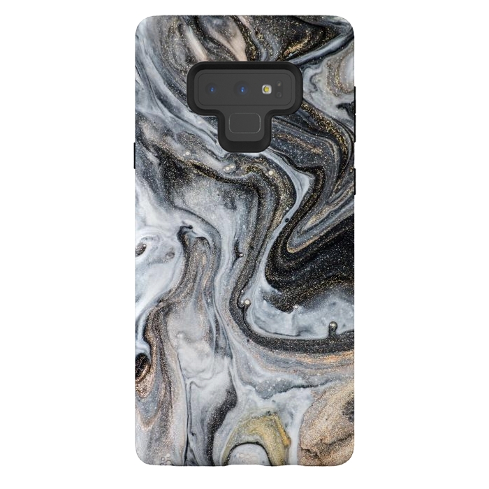 Galaxy Note 9 StrongFit Black and Gold Marble by ArtsCase