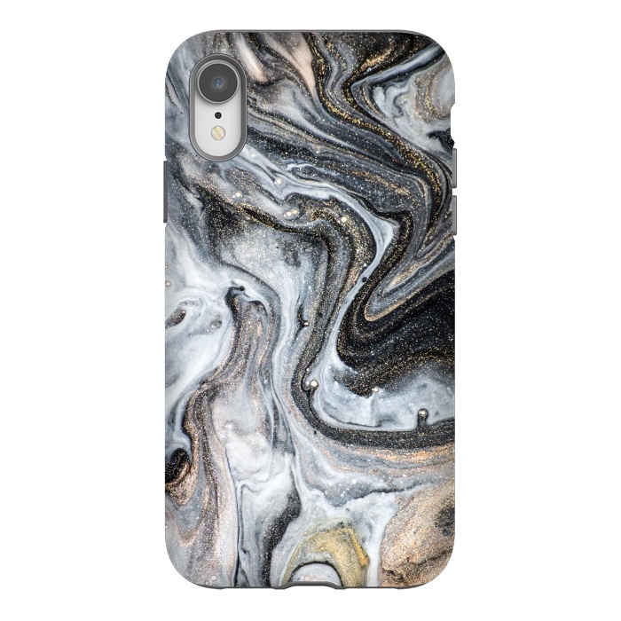 iPhone Xr StrongFit Black and Gold Marble by ArtsCase