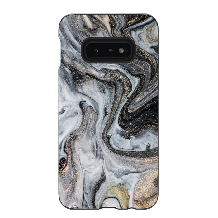 Galaxy S10e StrongFit Black and Gold Marble by ArtsCase