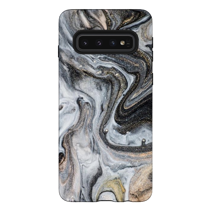 Galaxy S10 StrongFit Black and Gold Marble by ArtsCase