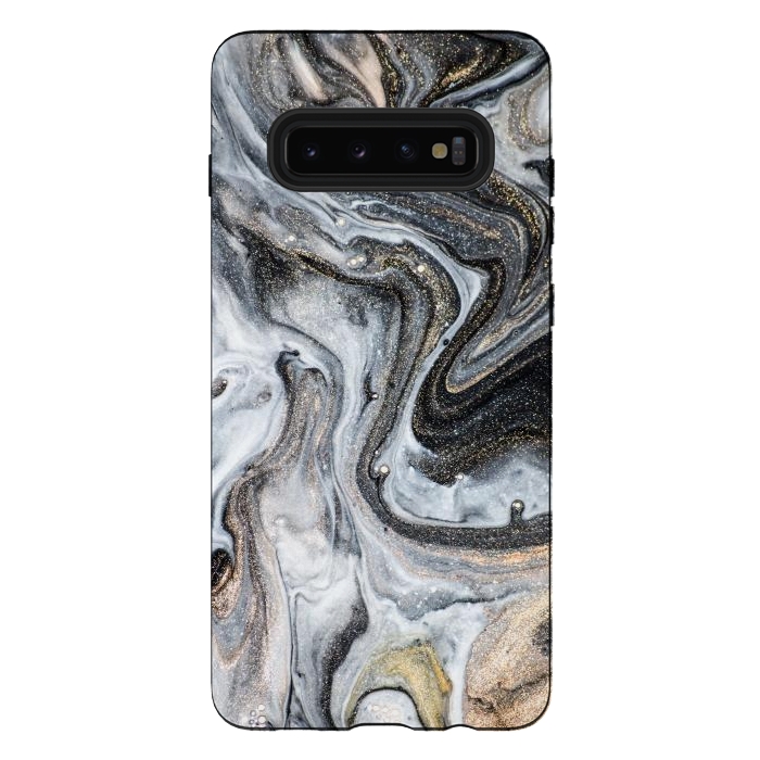 Galaxy S10 plus StrongFit Black and Gold Marble by ArtsCase