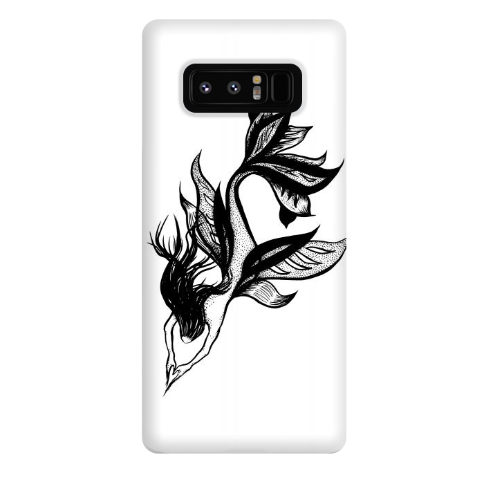 Galaxy Note 8 StrongFit Beautiful mermaid black and white ink drawing by Boriana Giormova