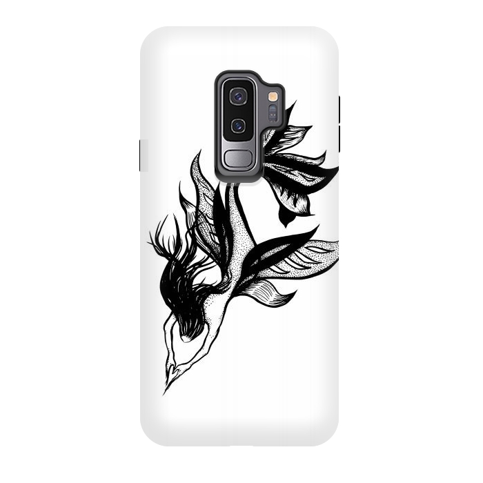 Galaxy S9 plus StrongFit Beautiful mermaid black and white ink drawing by Boriana Giormova