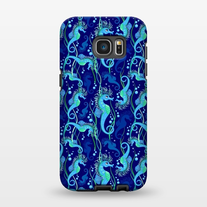 Galaxy S7 EDGE StrongFit Seahorse cute blue sea animal Pattern by BluedarkArt