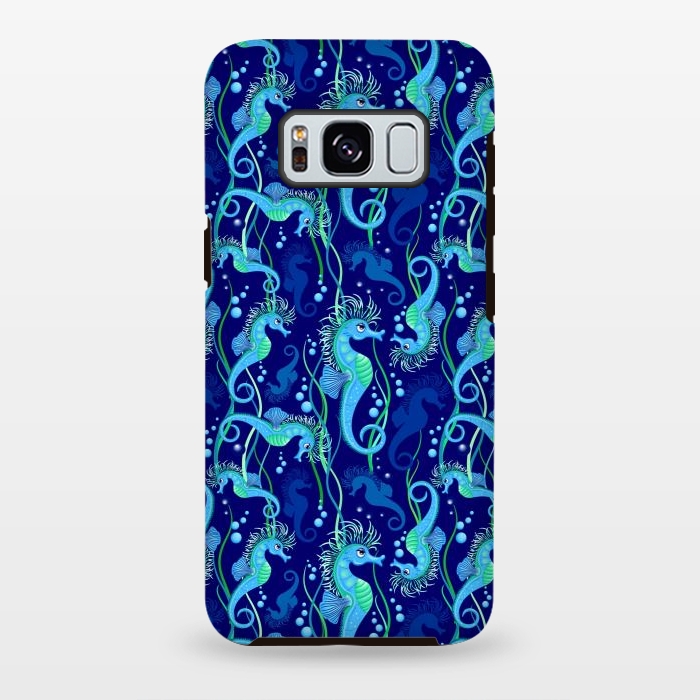 Galaxy S8 plus StrongFit Seahorse cute blue sea animal Pattern by BluedarkArt