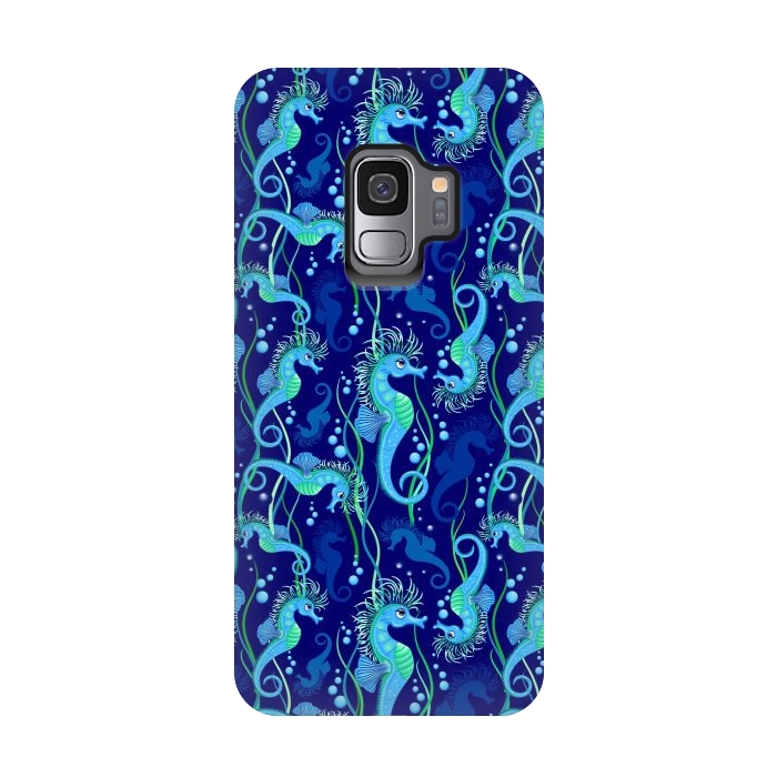 Galaxy S9 StrongFit Seahorse cute blue sea animal Pattern by BluedarkArt