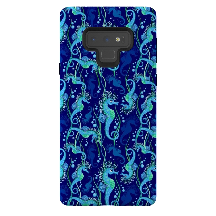 Galaxy Note 9 StrongFit Seahorse cute blue sea animal Pattern by BluedarkArt