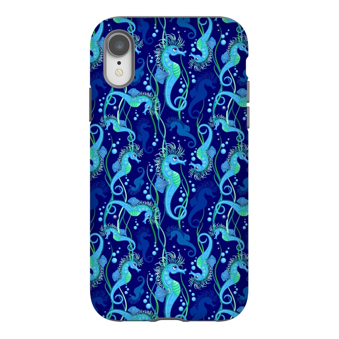 iPhone Xr StrongFit Seahorse cute blue sea animal Pattern by BluedarkArt