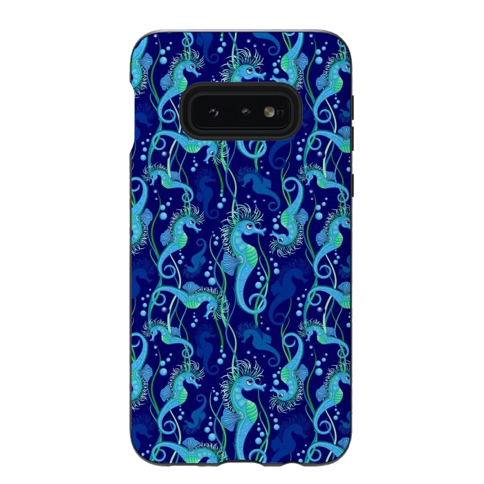Galaxy S10e StrongFit Seahorse cute blue sea animal Pattern by BluedarkArt