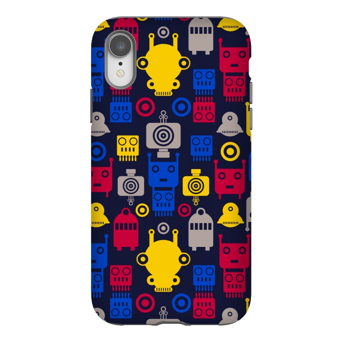 iPhone Xr StrongFit colorful robots by TMSarts