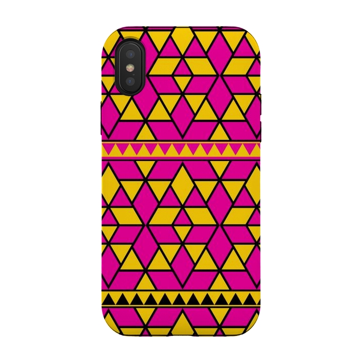 iPhone Xs / X StrongFit pink yellow triangle by TMSarts