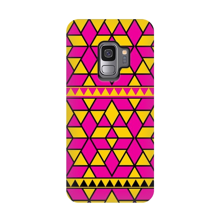 Galaxy S9 StrongFit pink yellow triangle by TMSarts