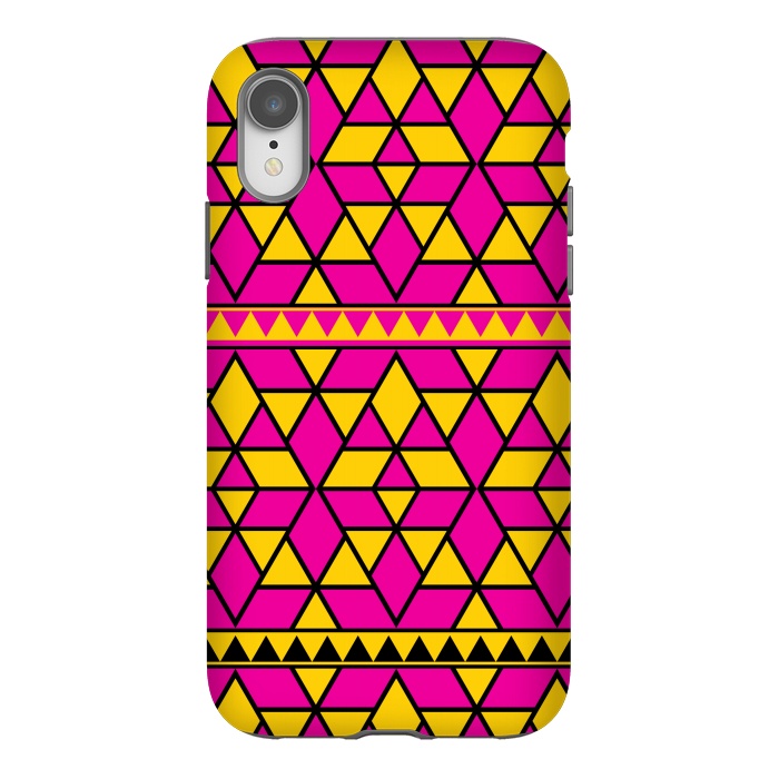iPhone Xr StrongFit pink yellow triangle by TMSarts