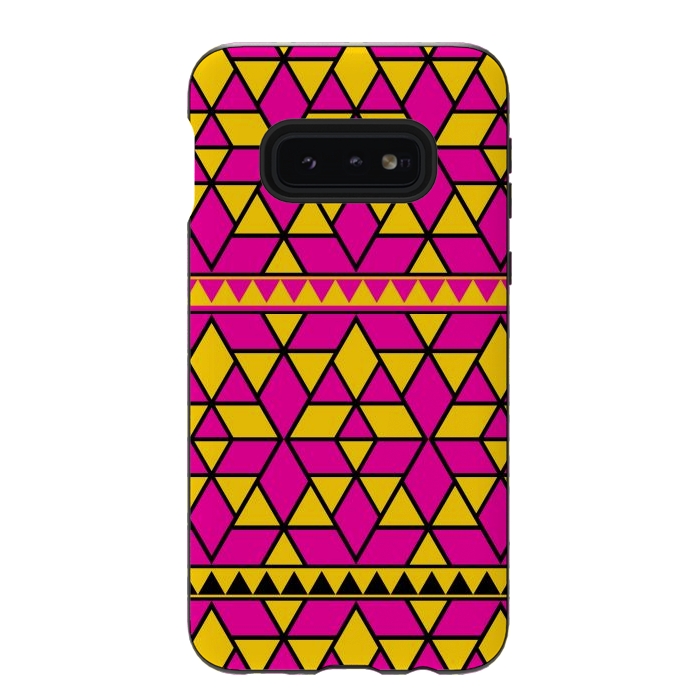 Galaxy S10e StrongFit pink yellow triangle by TMSarts
