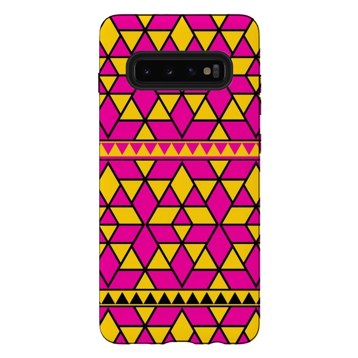 Galaxy S10 plus StrongFit pink yellow triangle by TMSarts