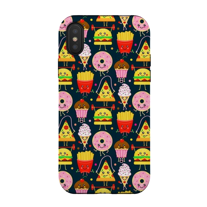 iPhone Xs / X StrongFit Fit Fast Food (Navy)  by Tigatiga