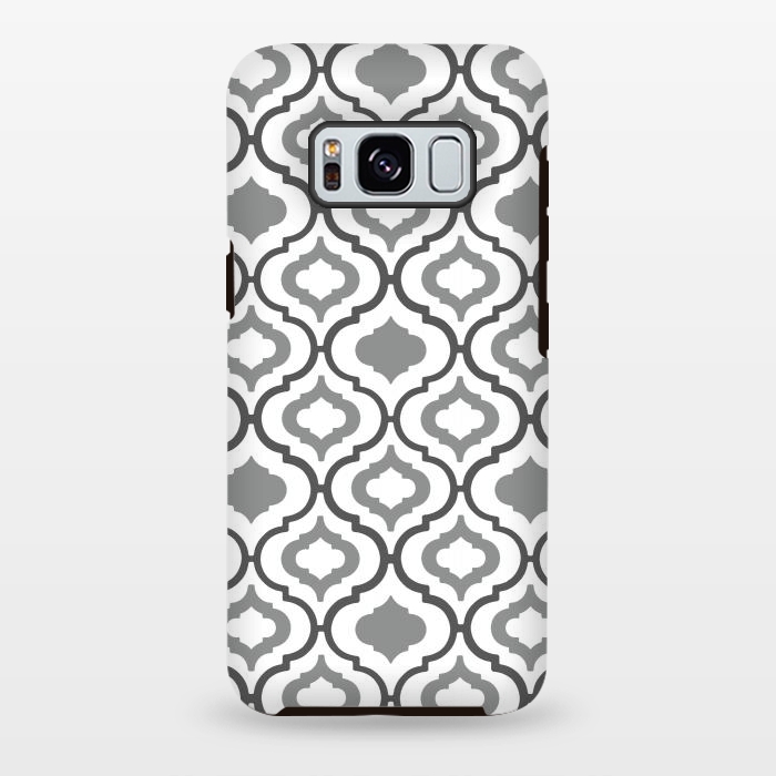 Galaxy S8 plus StrongFit Grey Quatrefoil Tile by Melissa Pedersen