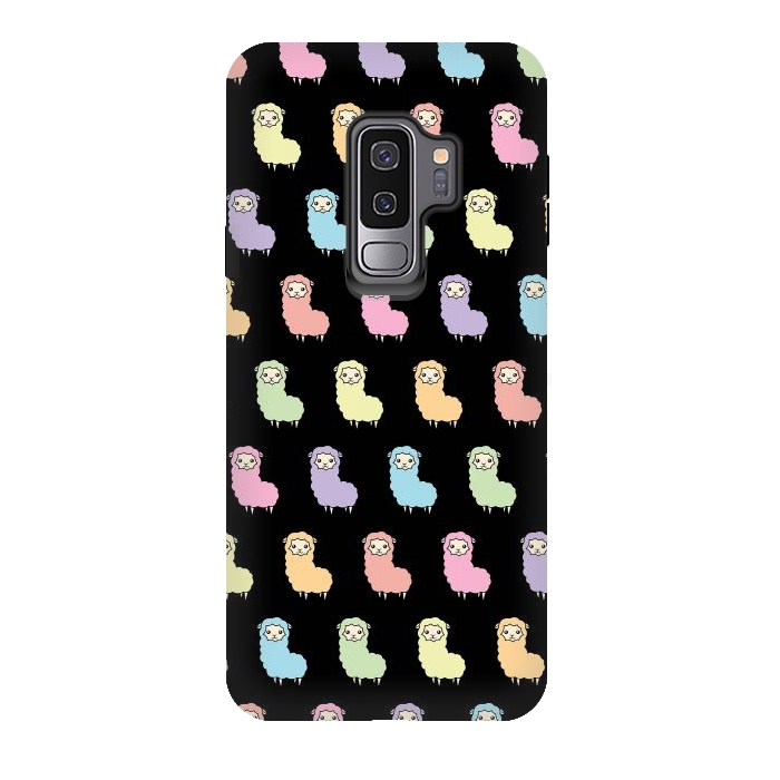 Galaxy S9 plus StrongFit Rainbow llama pattern by Laura Nagel