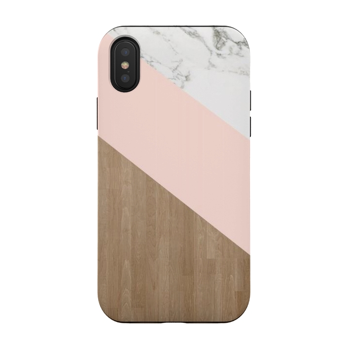 iPhone Xs / X StrongFit Wood PinK Marble by ''CVogiatzi.