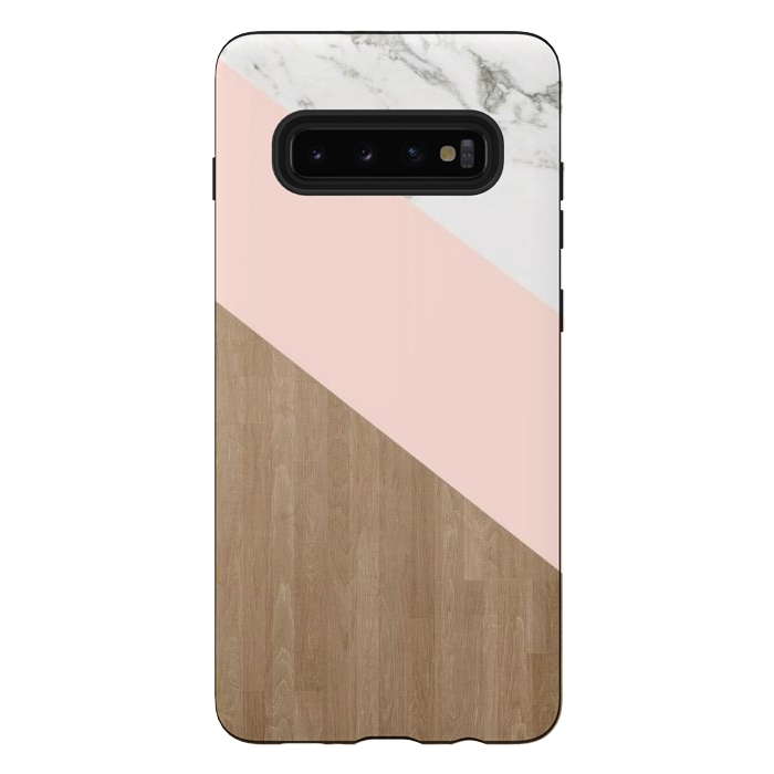 Galaxy S10 plus StrongFit Wood PinK Marble by ''CVogiatzi.