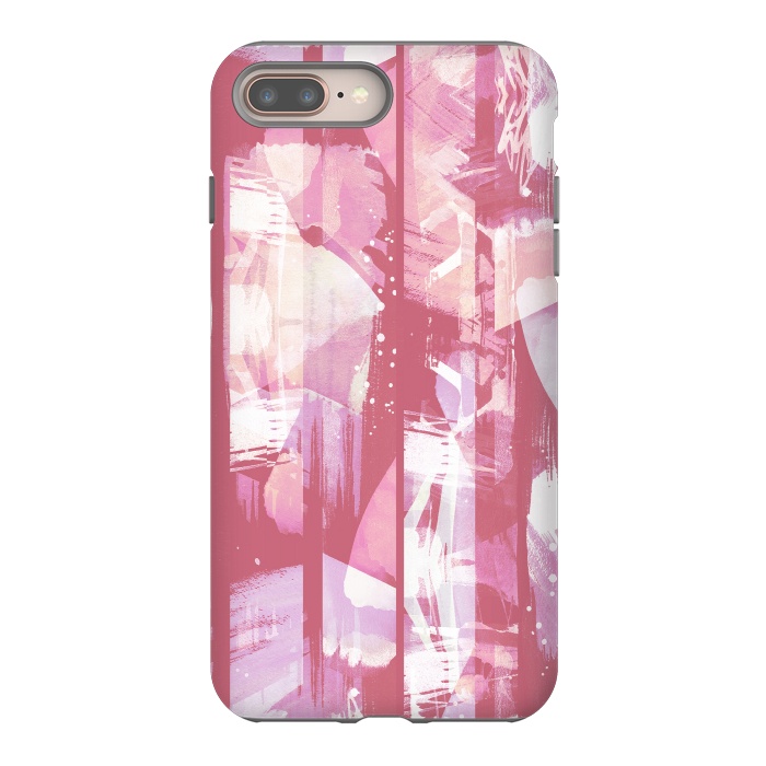 iPhone 7 plus StrongFit Pastel pink watercolor brushstrokes and splatter by Oana 