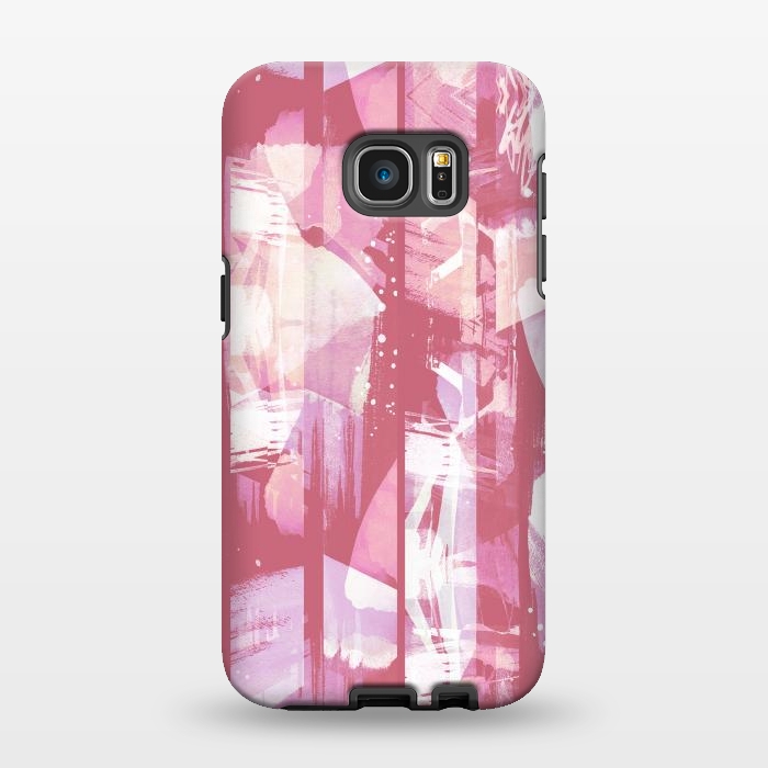 Galaxy S7 EDGE StrongFit Pastel pink watercolor brushstrokes and splatter by Oana 