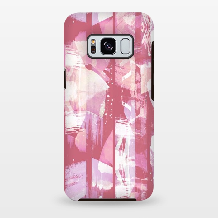 Galaxy S8 plus StrongFit Pastel pink watercolor brushstrokes and splatter by Oana 