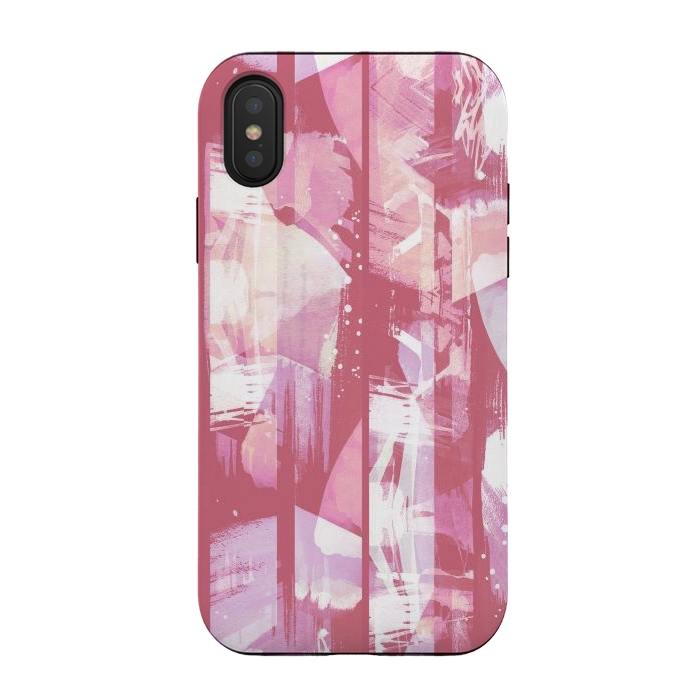 iPhone Xs / X StrongFit Pastel pink watercolor brushstrokes and splatter by Oana 