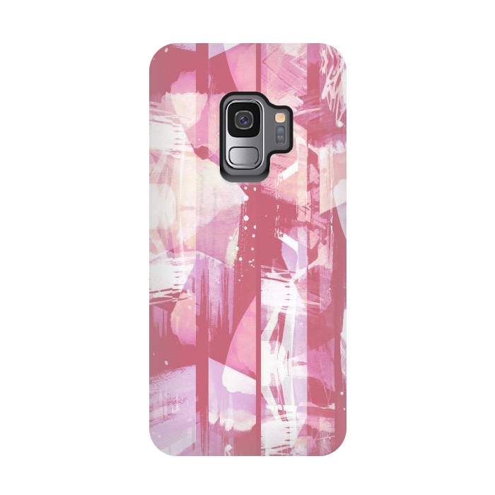 Galaxy S9 StrongFit Pastel pink watercolor brushstrokes and splatter by Oana 