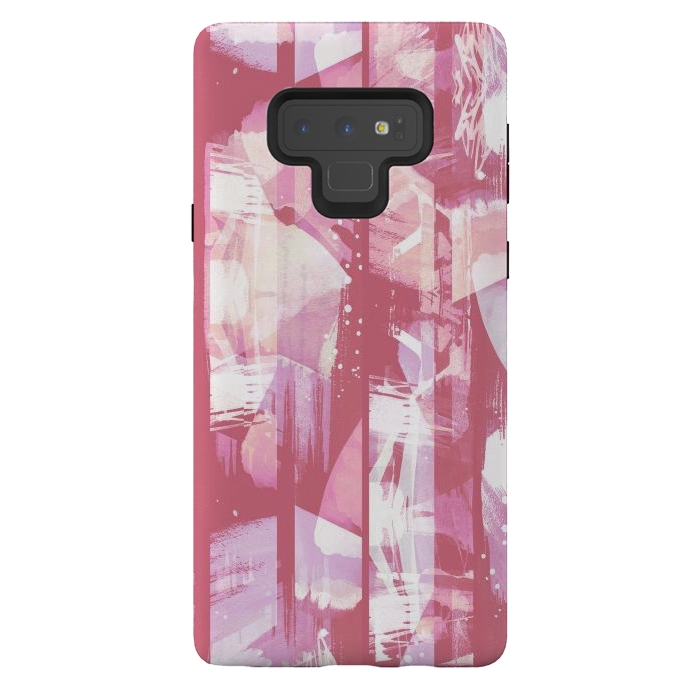 Galaxy Note 9 StrongFit Pastel pink watercolor brushstrokes and splatter by Oana 