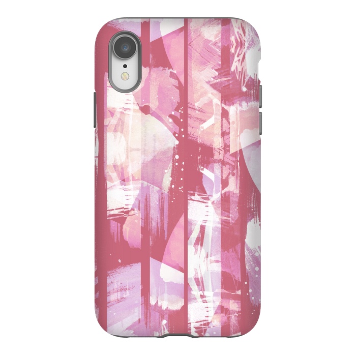 iPhone Xr StrongFit Pastel pink watercolor brushstrokes and splatter by Oana 