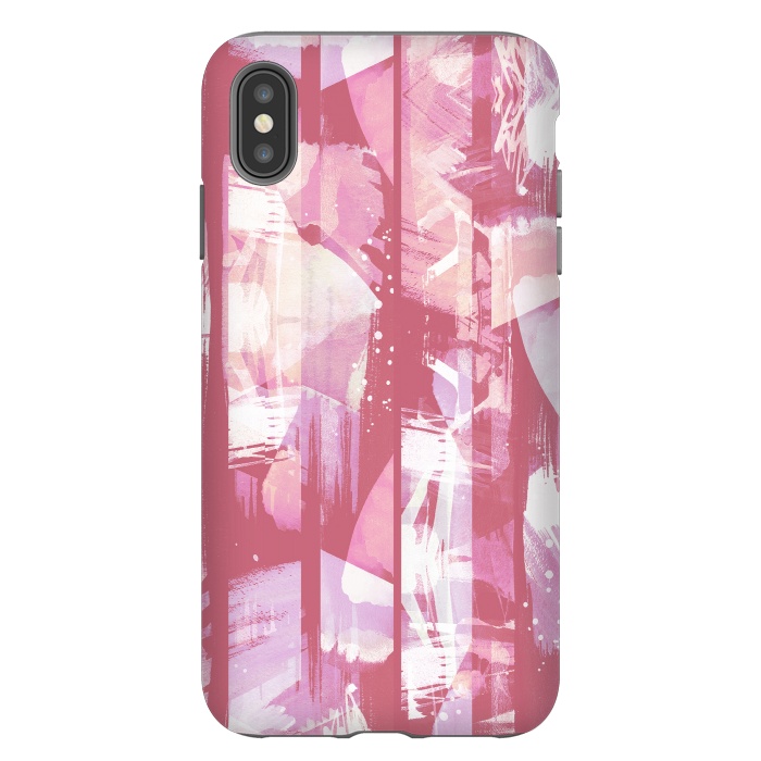 iPhone Xs Max StrongFit Pastel pink watercolor brushstrokes and splatter by Oana 