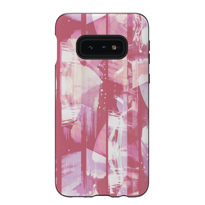 Galaxy S10e StrongFit Pastel pink watercolor brushstrokes and splatter by Oana 