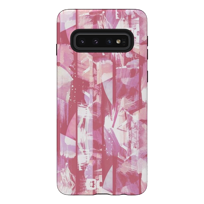 Galaxy S10 StrongFit Pastel watercolor brushed stripes by Oana 