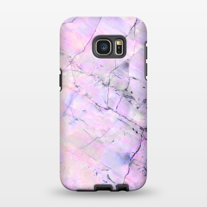 Galaxy S7 EDGE StrongFit Iridescent pink purple marble art by Oana 