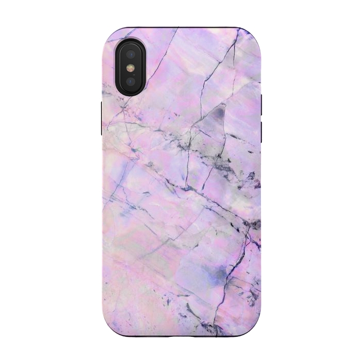 iPhone Xs / X StrongFit Iridescent pink purple marble art by Oana 