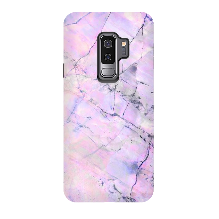 Galaxy S9 plus StrongFit Iridescent pink purple marble art by Oana 