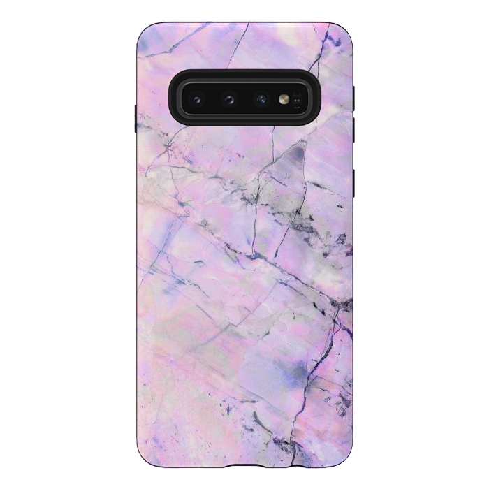 Galaxy S10 StrongFit Iridescent pink purple marble art by Oana 