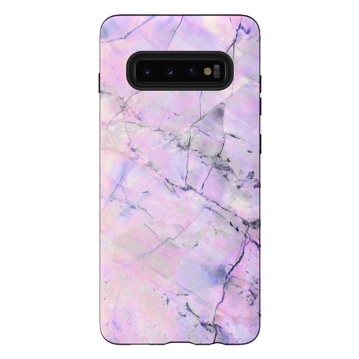 Galaxy S10 plus StrongFit Iridescent pink purple marble art by Oana 