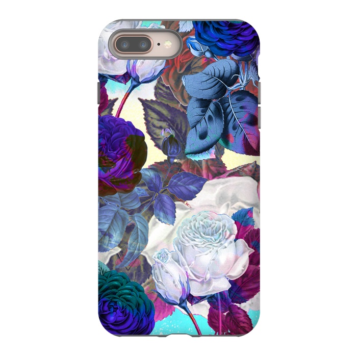 iPhone 7 plus StrongFit Blue white roses botanical illustration by Oana 