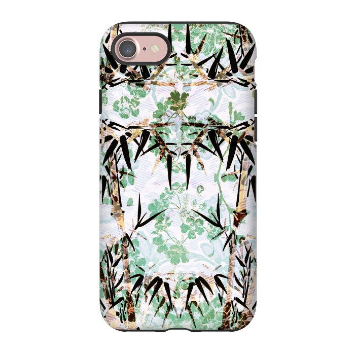 iPhone 7 StrongFit Bamboo trees and pastel green flowers by Oana 