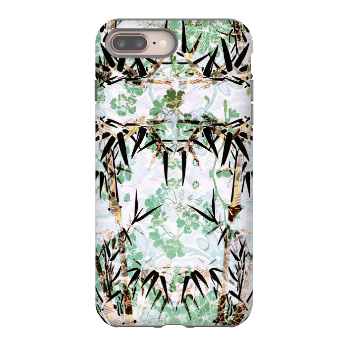 iPhone 7 plus StrongFit Bamboo trees and pastel green flowers by Oana 