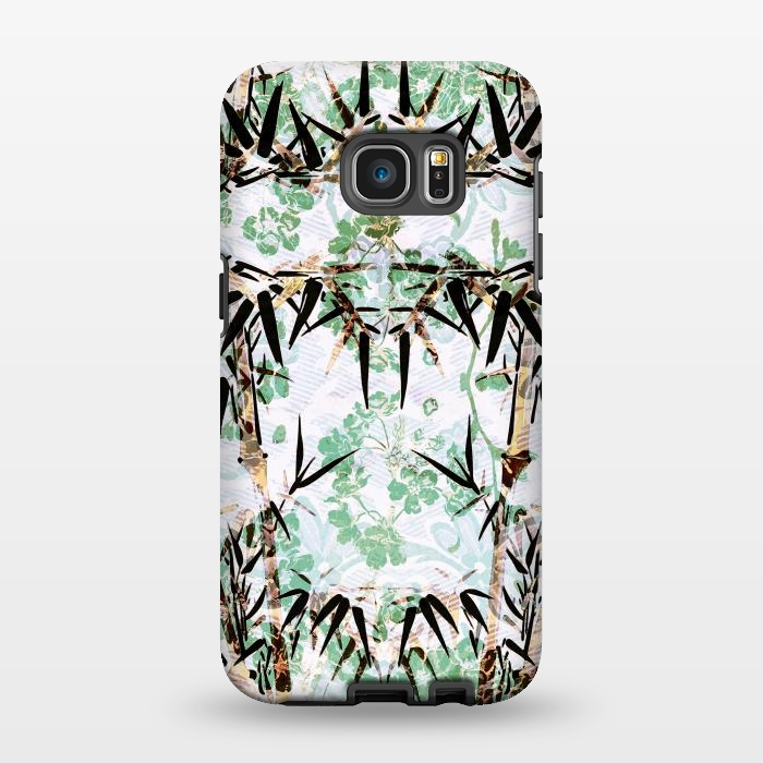 Galaxy S7 EDGE StrongFit Bamboo trees and pastel green flowers by Oana 