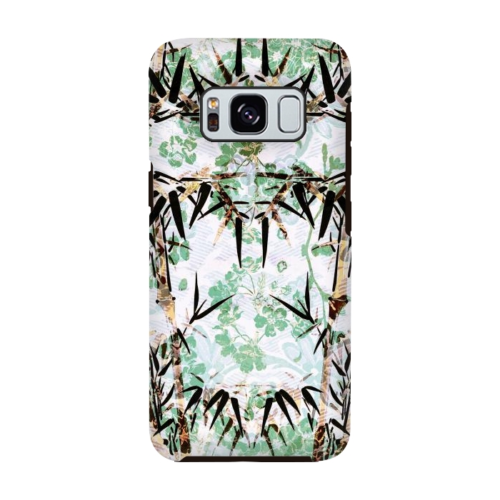 Galaxy S8 StrongFit Bamboo trees and pastel green flowers by Oana 