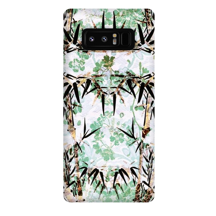 Galaxy Note 8 StrongFit Bamboo trees and pastel green flowers by Oana 