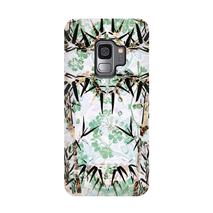 Galaxy S9 StrongFit Bamboo trees and pastel green flowers by Oana 